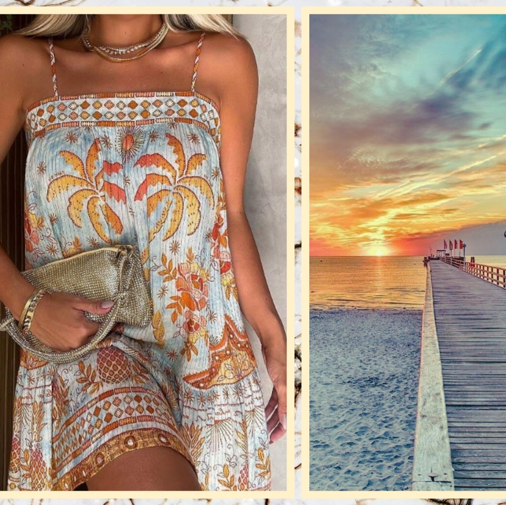 🏝 Coconut Tree Pineapple Print Cami Dress
